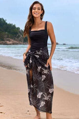 Square Neck Printed One-Piece Swimwear and Cover Up Swim Set - Trendsi - Flyclothing LLC