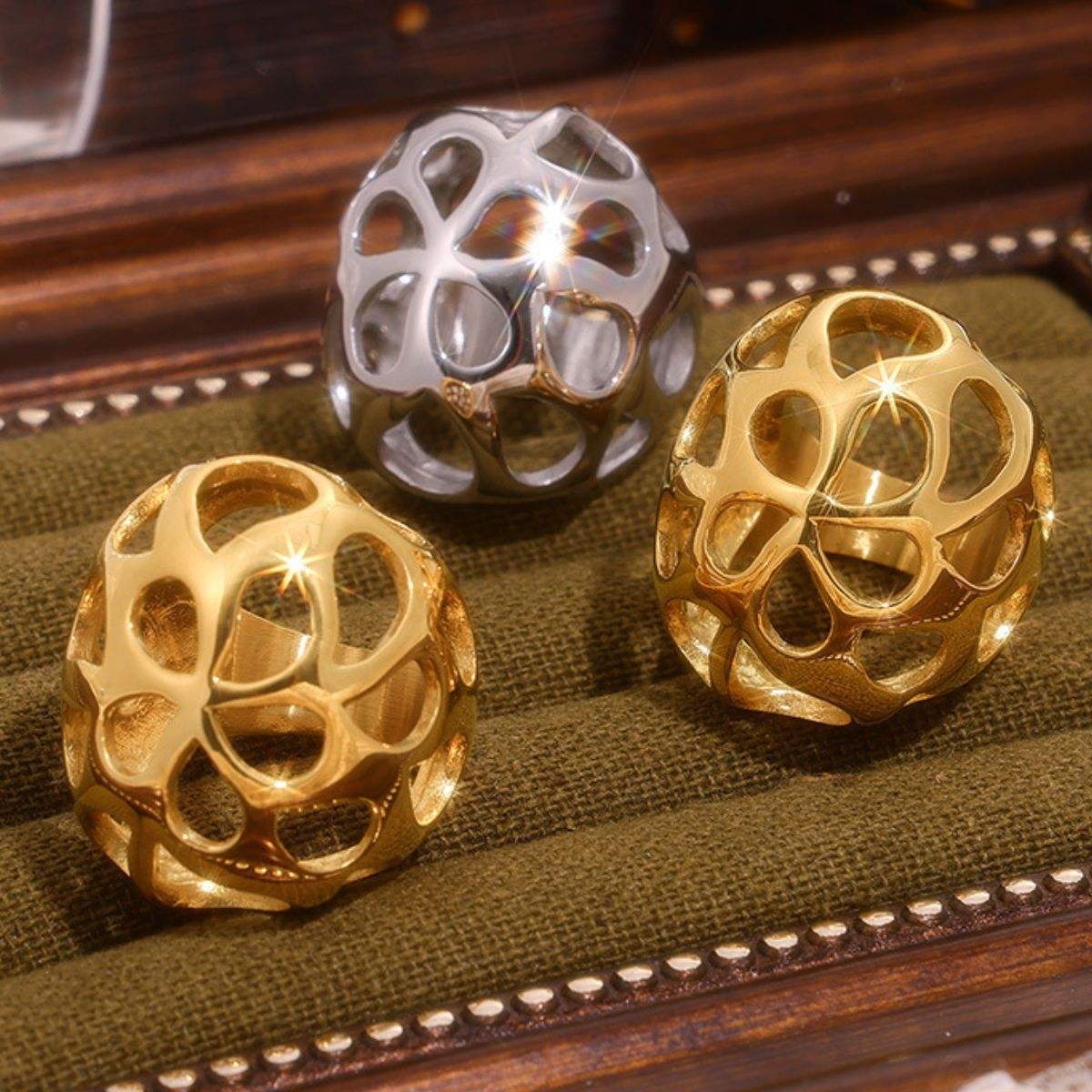 Stainless Steel Cutout Ring - Trendsi - Flyclothing LLC