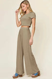 Double Take Full Size Round Neck Top and Pants Set - Trendsi - Flyclothing LLC