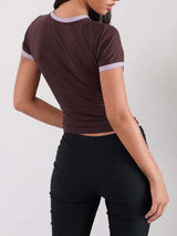 Letter Graphic Round Neck Short Sleeve T-Shirt - Trendsi - Flyclothing LLC