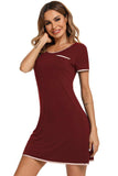 Contrast Trim Pocketed Round Neck Lounge Dress - Trendsi - Flyclothing LLC