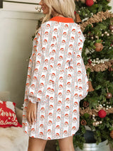Christmas Santa Print Button Front Mini Dress - Trendsi - Flyclothing LLC