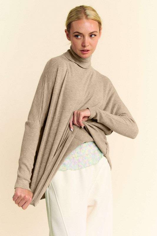 Davi & Dani Turtleneck Long Sleeve Knit Top - Trendsi - Flyclothing LLC