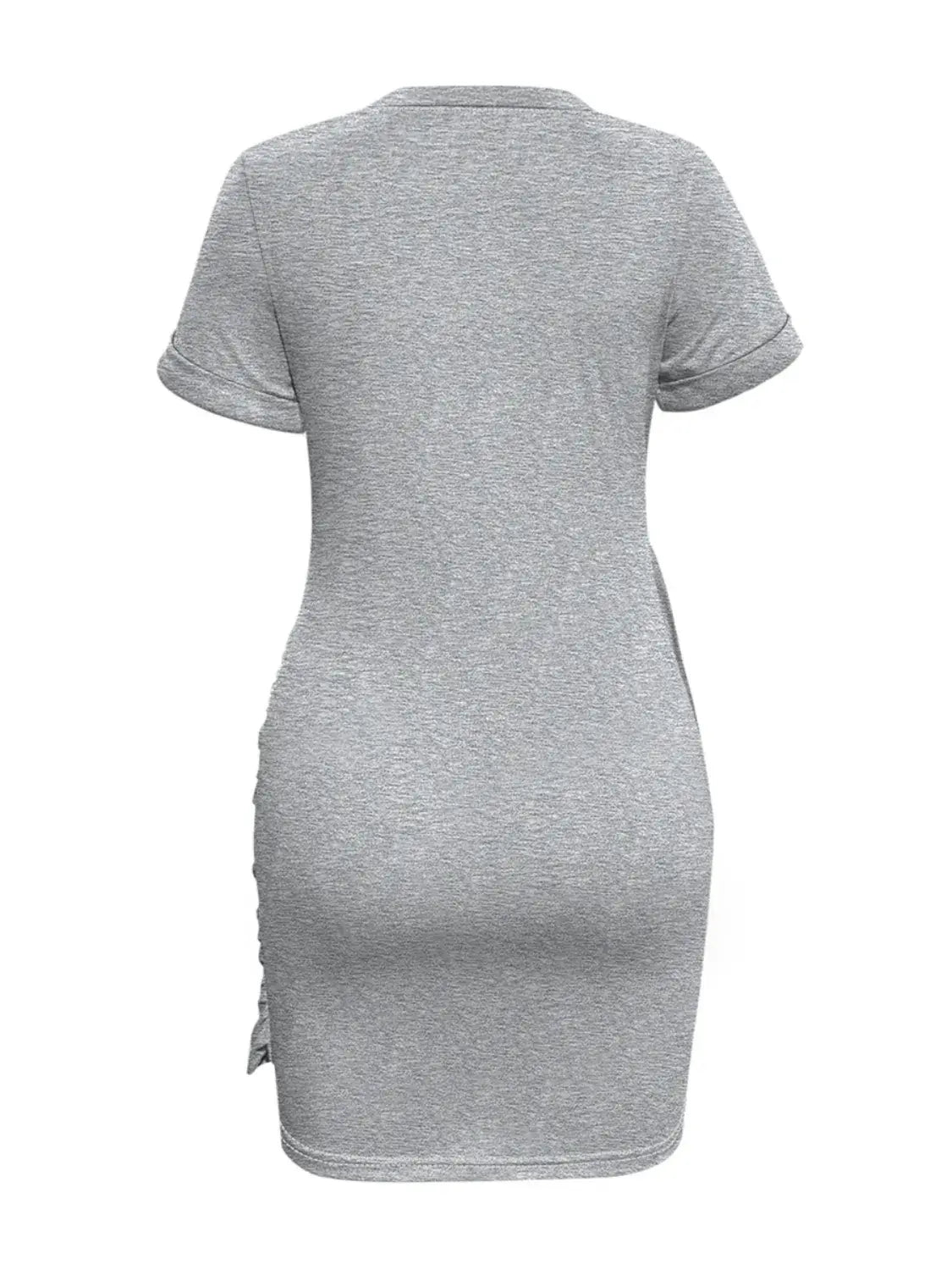 Round Neck Short Sleeve Mini Tee Dress - Trendsi - Flyclothing LLC