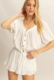HYFVE Drawstring Hem Short Sleeve Top and Skort Set - Trendsi