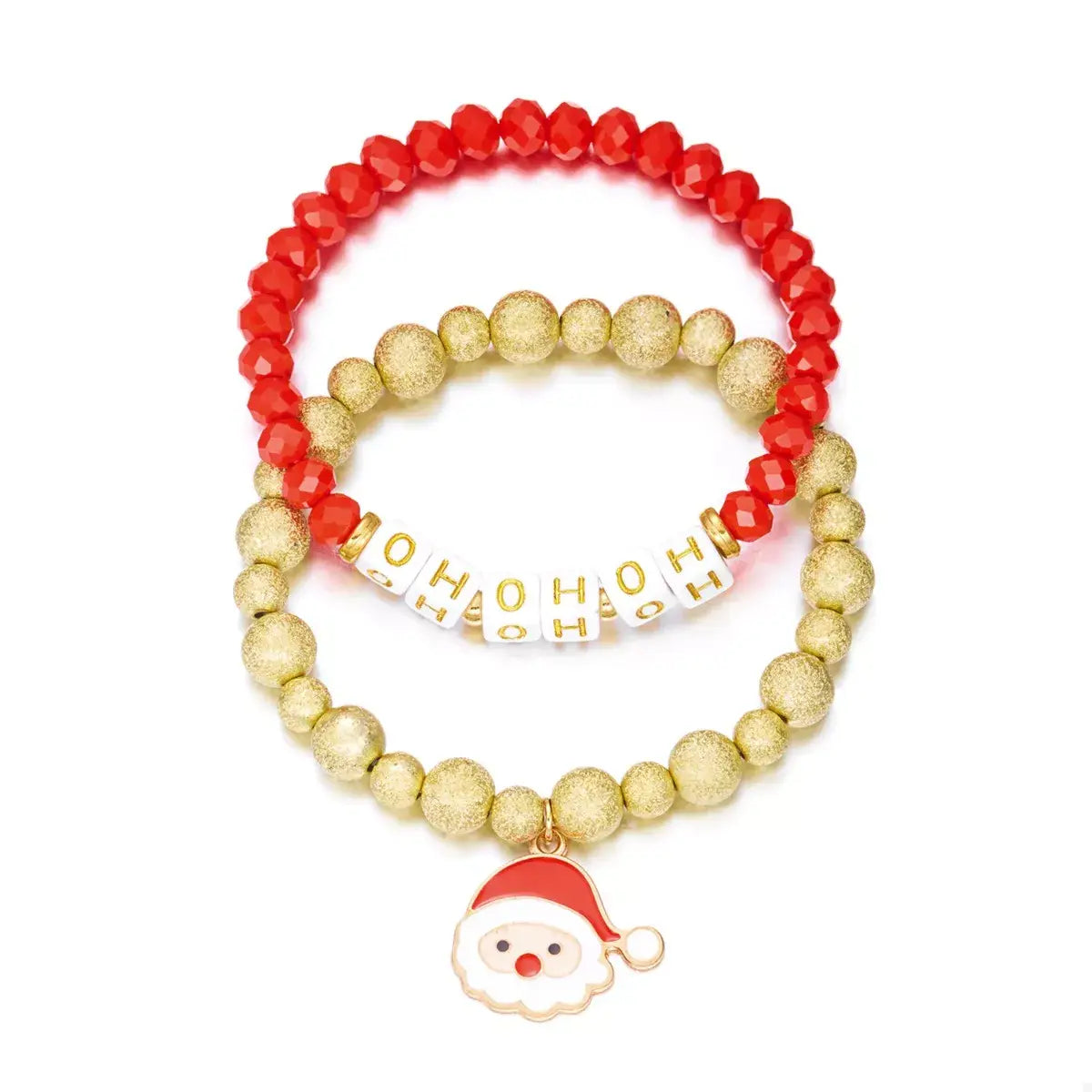2 Piece Christmas Santa Beaded Bracelet - Trendsi - Flyclothing LLC