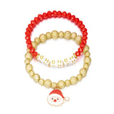 2 Piece Christmas Santa Beaded Bracelet - Trendsi - Flyclothing LLC