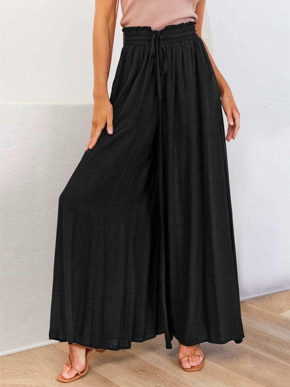 Drawstring Wide Leg Pants with Pockets - Trendsi - Flyclothing LLC