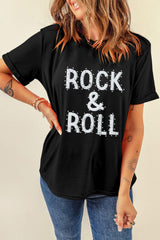 Letter Graphic Round Neck Short Sleeve T-Shirt - Trendsi - Flyclothing LLC