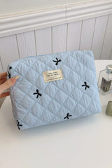 Bow Embroidered Quilted Storage Bag - Trendsi