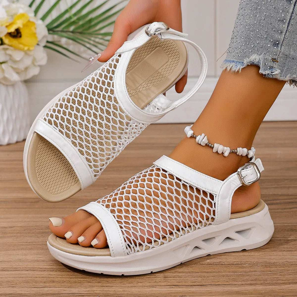 Woven Mesh Comfort Platform Sandals - Trendsi - Flyclothing LLC