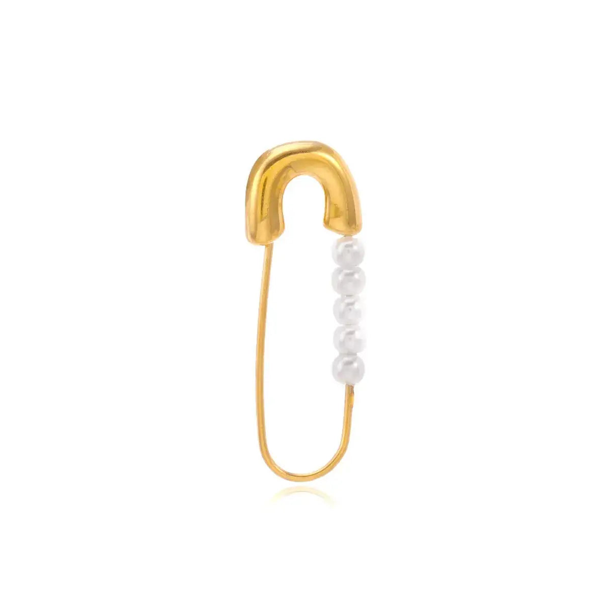 Safety Pin Pearl Accent Earrings - Trendsi - Flyclothing LLC