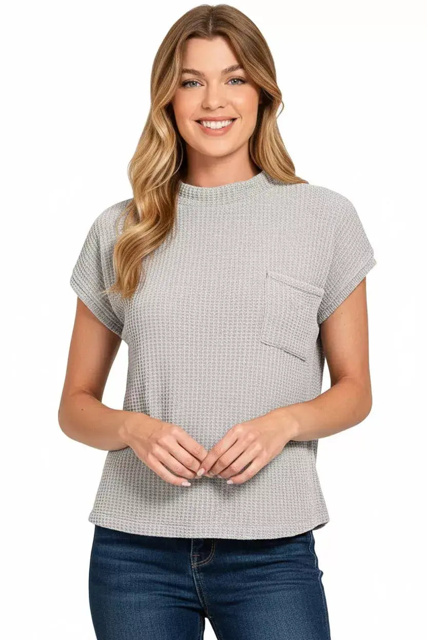 Zenana Chenille Waffle Short Sleeve Sweater - Trendsi - Flyclothing LLC