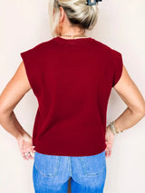 Solid Color Crew Neck Knit Cap Sleeve Sweater - Trendsi - Flyclothing LLC