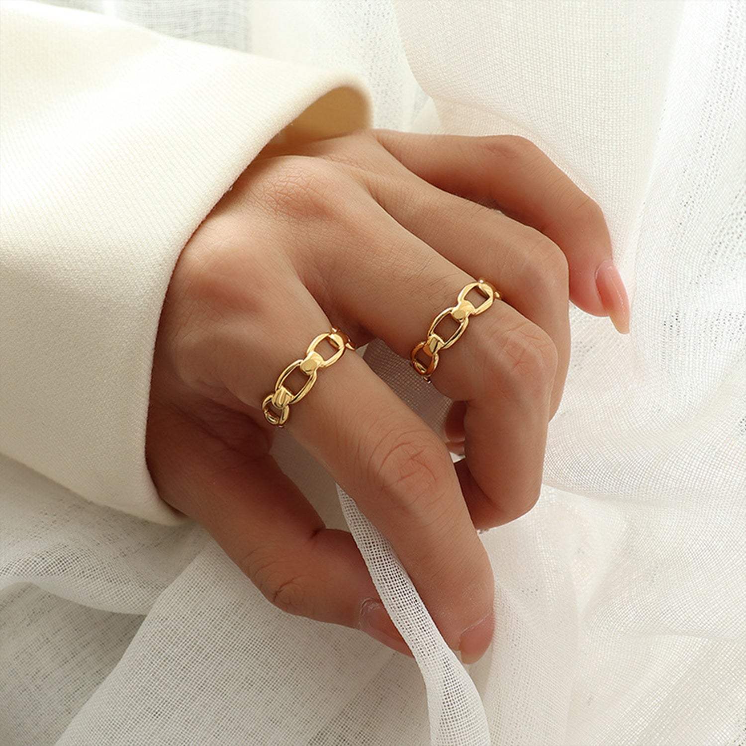 Titanium Steel Gold-Plated Adjustable Ring - Trendsi - Flyclothing LLC
