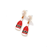 Christmas Champagne Bottle Drop Earrings - Trendsi - Flyclothing LLC