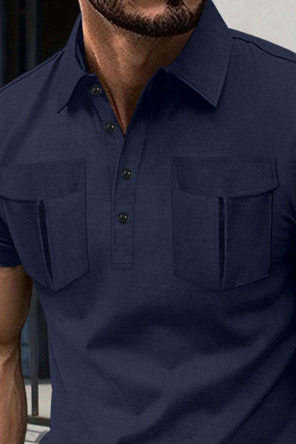 Men's Full Size Collared Short Sleeve Polo Plus Size - Trendsi - Flyclothing LLC