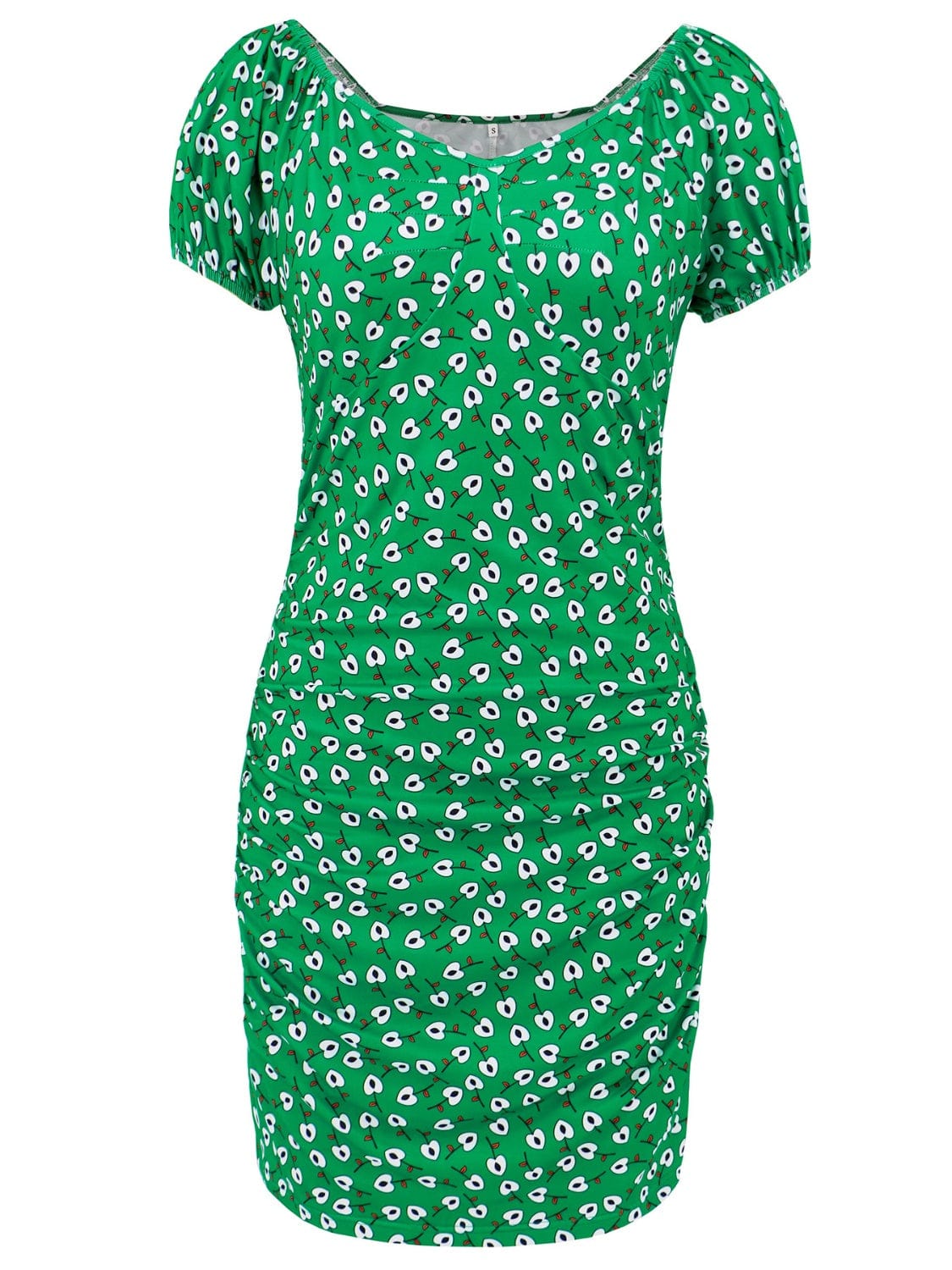 Printed V-Neck Short Sleeve Mini Dress - Trendsi