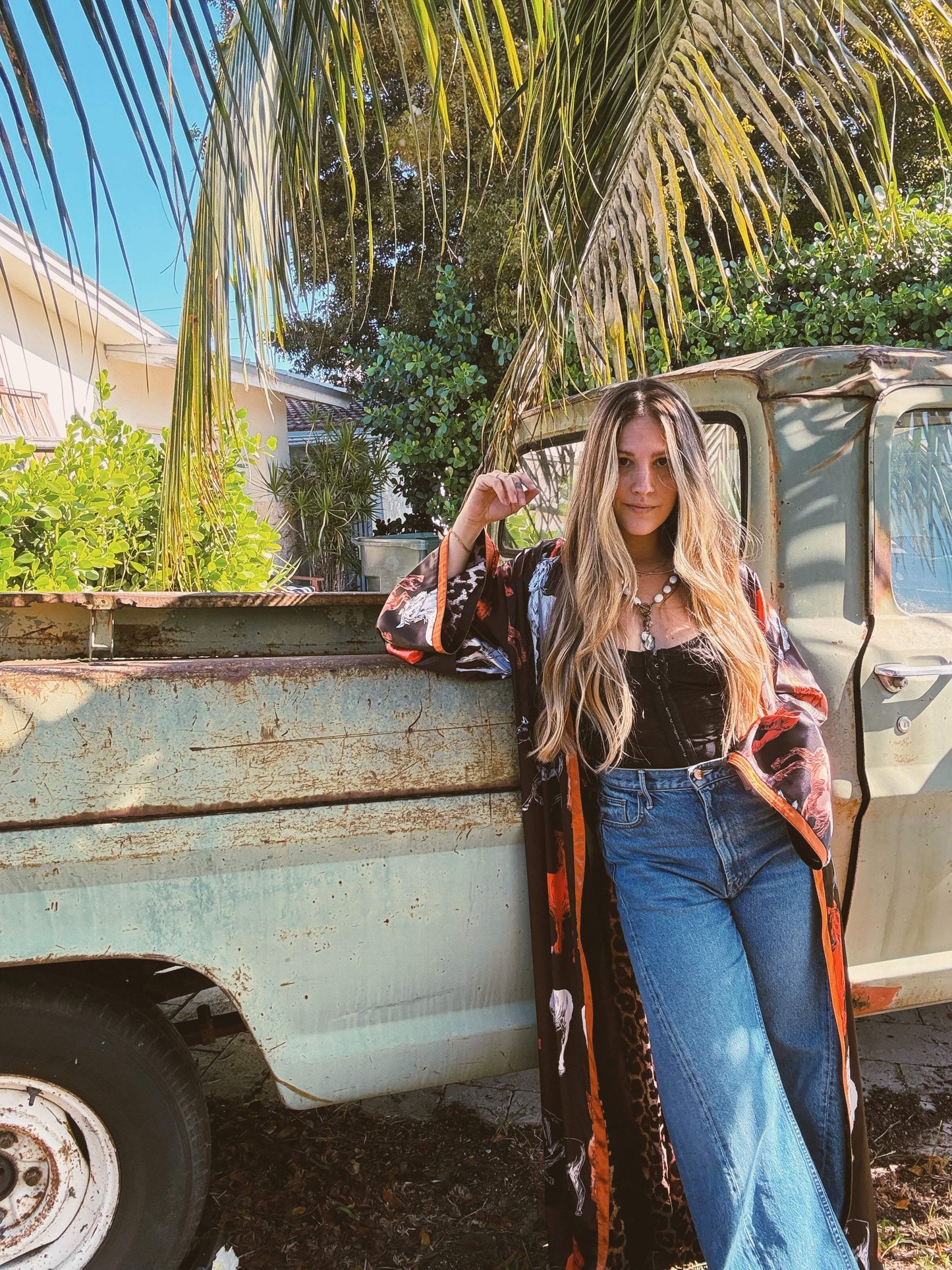Rebel Yell Horse & Leopard Print Reversible Duster - Lil Bee's Bohemian - Flyclothing LLC