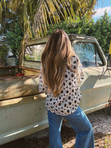 White Wedding Retro Floral Button Up Blouse PREORDER JUNE/JULY 2026 - Lil Bee's Bohemian - Flyclothing LLC