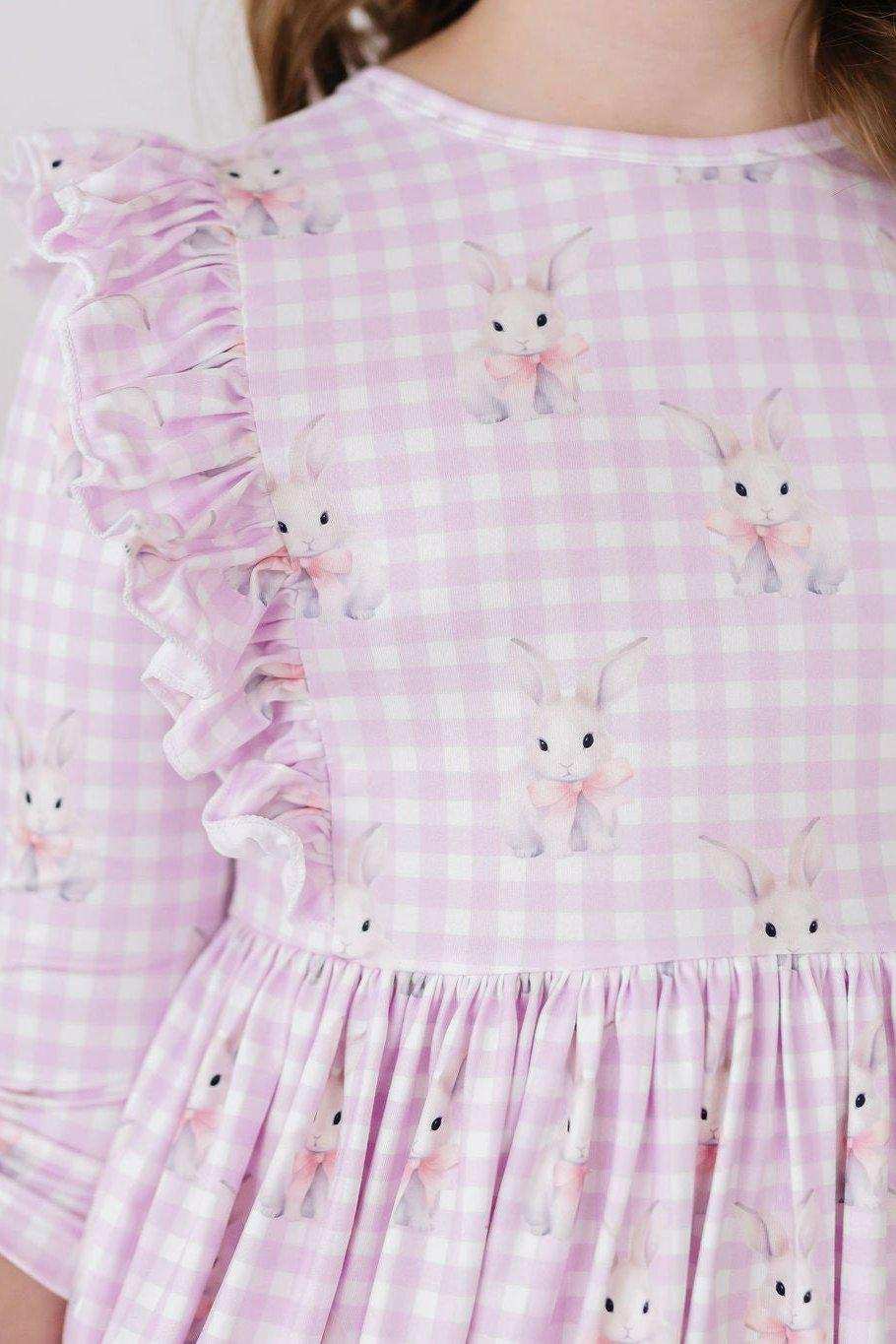 Baby Bunnies 3/4 Sleeve Ruffle Twirl Dress - Mila & Rose ® - Flyclothing LLC