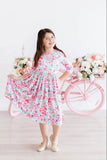 Watercolor Hearts 3/4 Sleeve Pocket Twirl Dress - Mila & Rose ®