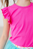 Hot Pink S/S Ruffle Tee - Mila & Rose ®
