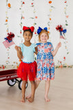 Patriotic Patchwork S/S Pocket Twirl Dress - Mila & Rose ®
