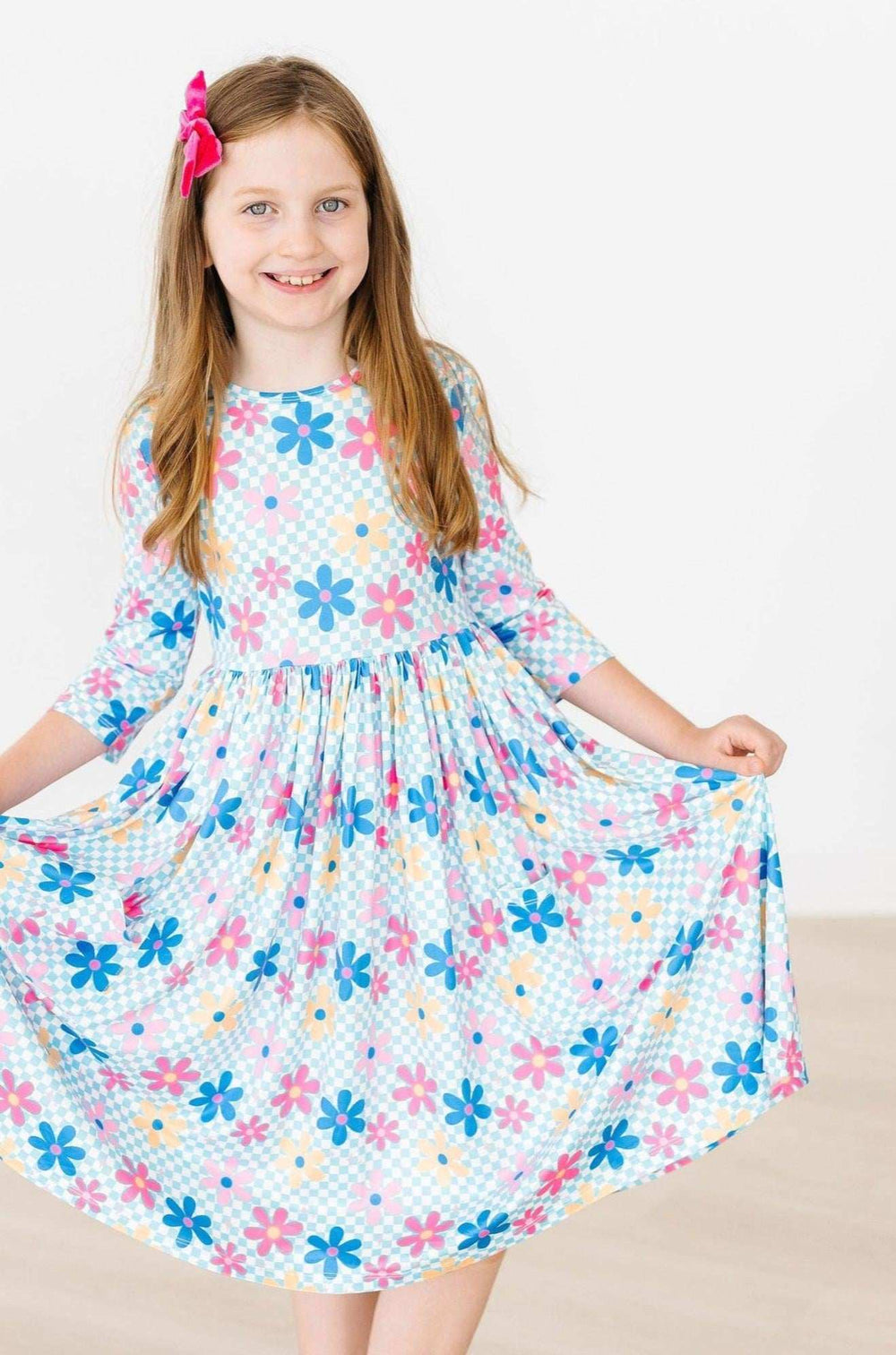 Crazy Daisy 3/4 Sleeve Pocket Twirl Dress - Mila & Rose ® - Flyclothing LLC