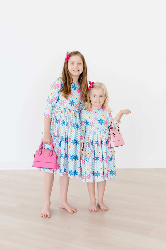 Crazy Daisy 3/4 Sleeve Pocket Twirl Dress - Mila & Rose ® - Flyclothing LLC