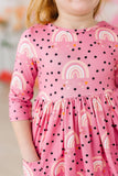 Rainbow Wishes 3/4 Sleeve Pocket Twirl Dress - Mila & Rose ®