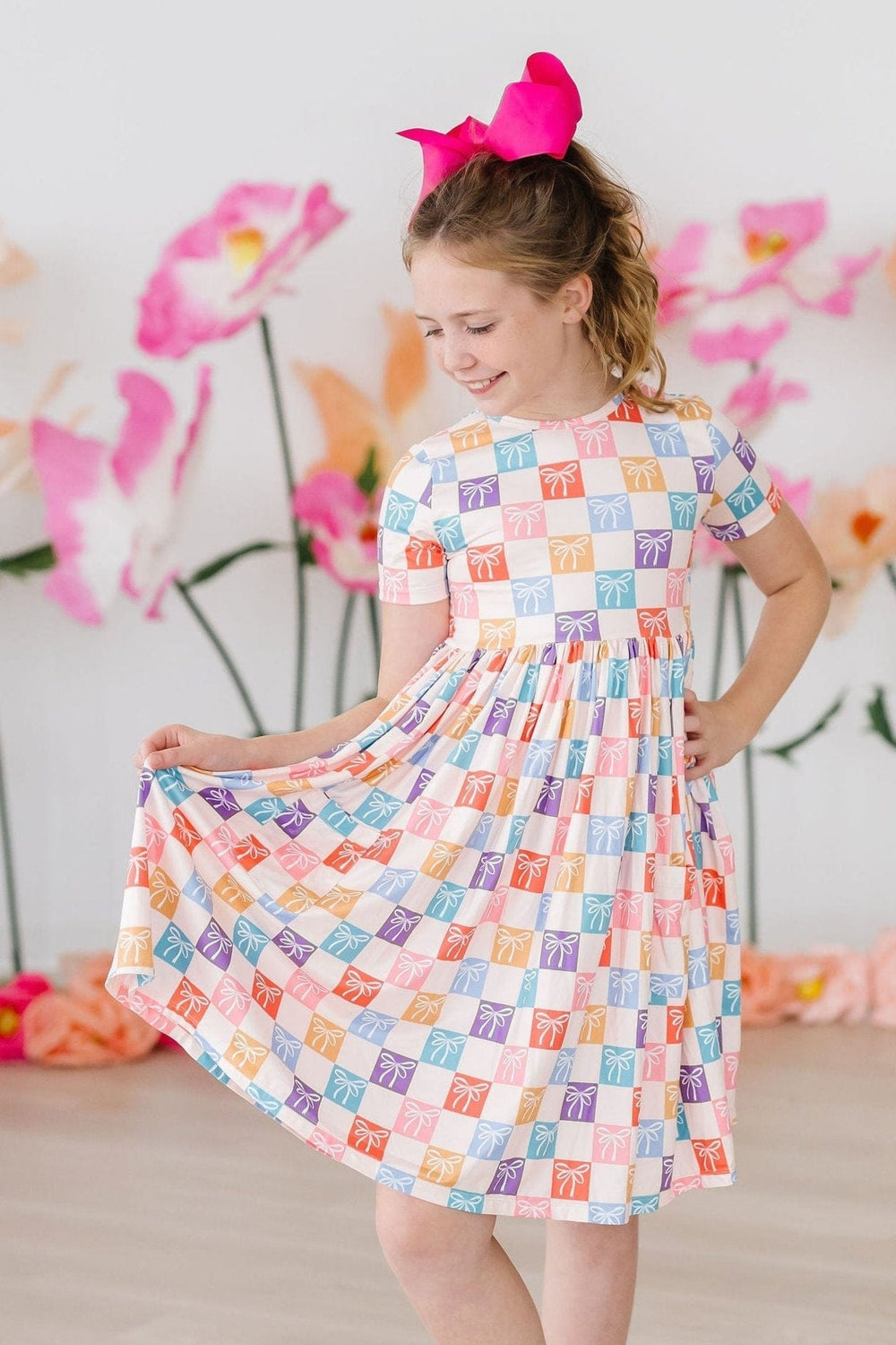 Rainbow Ribbons S/S Pocket Twirl Dress - Mila & Rose ®