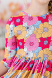 Wonderland Floral 3/4 Sleeve Pocket Twirl Dress - Mila & Rose ®