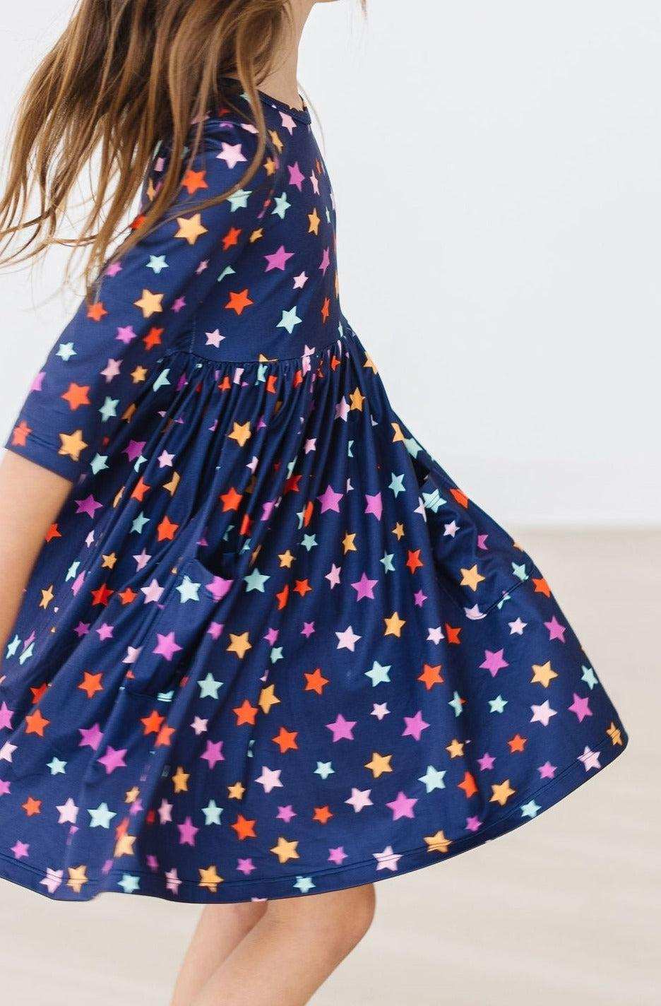 Halloween Stars 3/4 Sleeve Pocket Twirl Dress - Mila & Rose ® - Flyclothing LLC