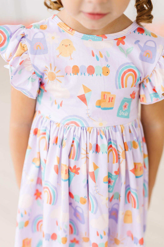 SALE Rainy Day Flutter Sleeve Twirl Dress - Mila & Rose ® - Flyclothing LLC