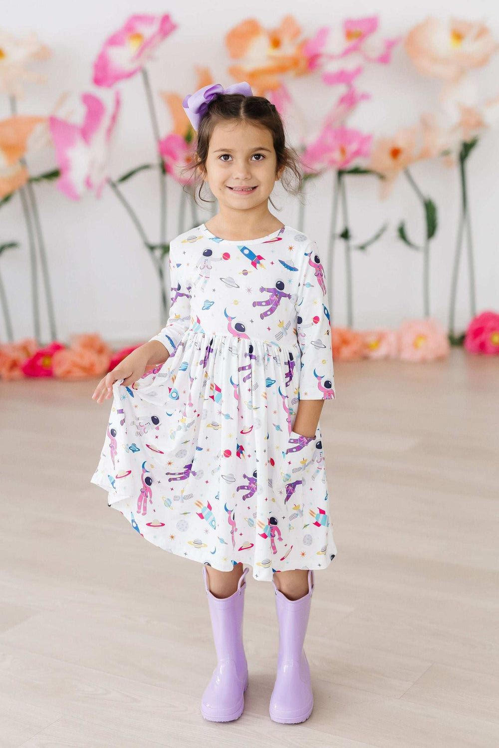 Out of this World 3/4 Sleeve Pocket Twirl Dress - Mila & Rose ® - Flyclothing LLC