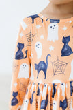 Spooky Kitty 3/4 Sleeve Pocket Twirl Dress - Mila & Rose ®