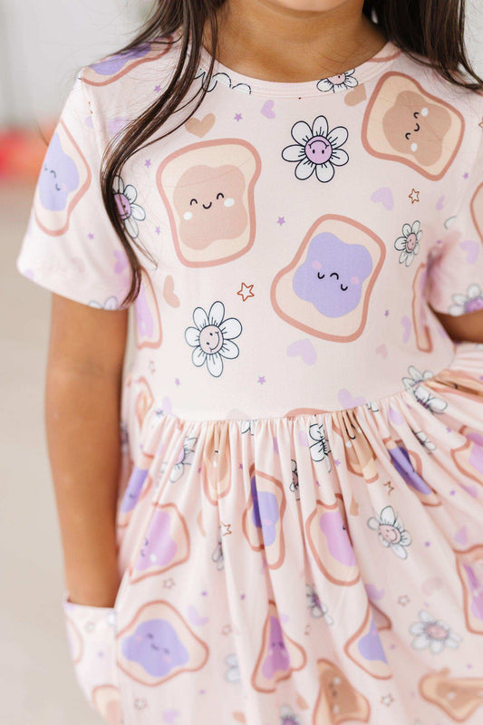 Peanut Butter Jelly Time S/S Pocket Twirl Dress - Mila & Rose ® - Flyclothing LLC