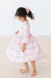 Pink Plaid 3/4 Sleeve Pocket Twirl Dress - Mila & Rose ® - Flyclothing LLC