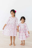 Pink Plaid 3/4 Sleeve Pocket Twirl Dress - Mila & Rose ® - Flyclothing LLC