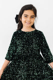 Hunter Green Velvet Sequin Dress - Mila & Rose ®