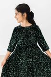 Hunter Green Velvet Sequin Dress - Mila & Rose ® - Flyclothing LLC