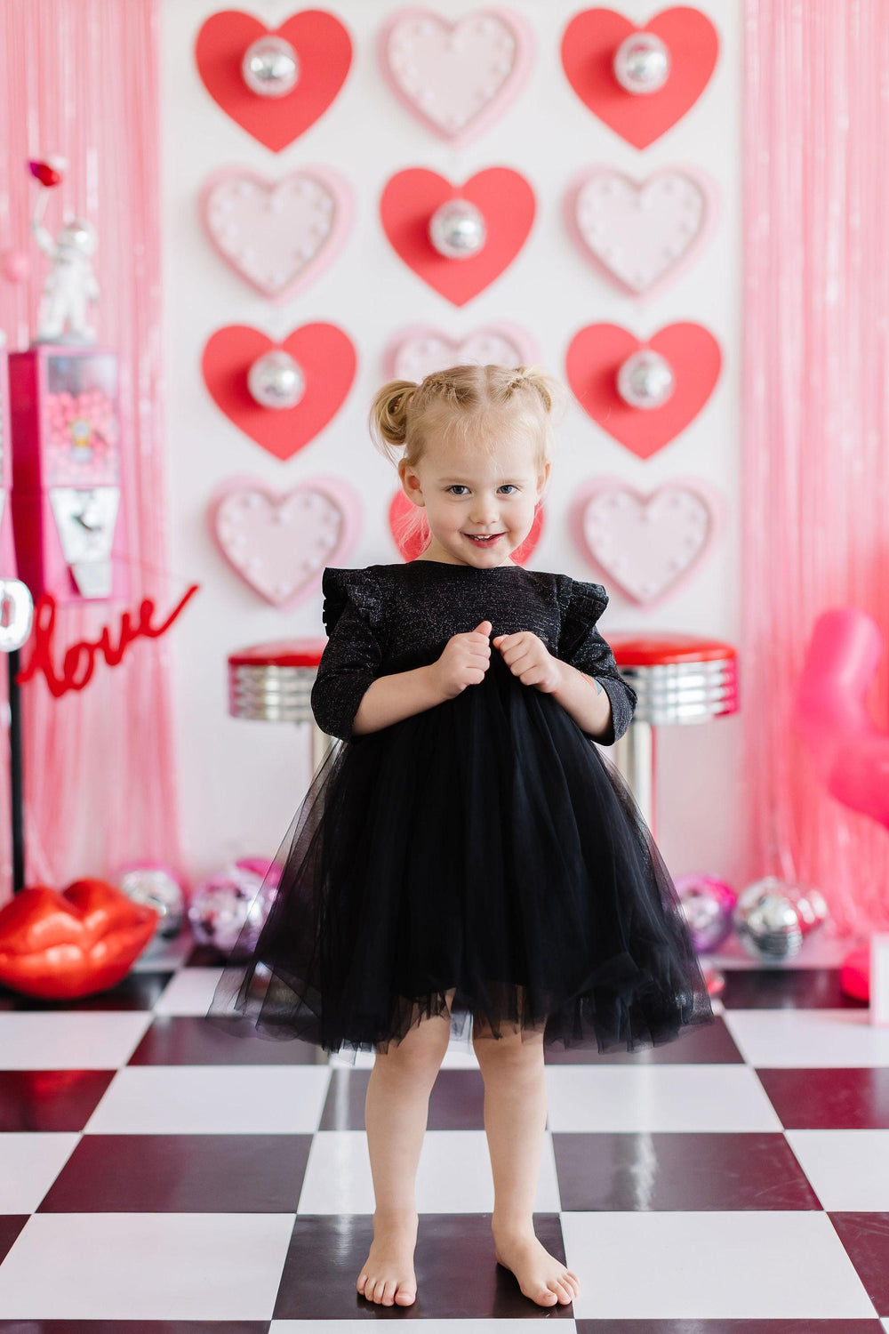 Black Shimmer 3/4 Sleeve Tutu Dress - Mila & Rose ®