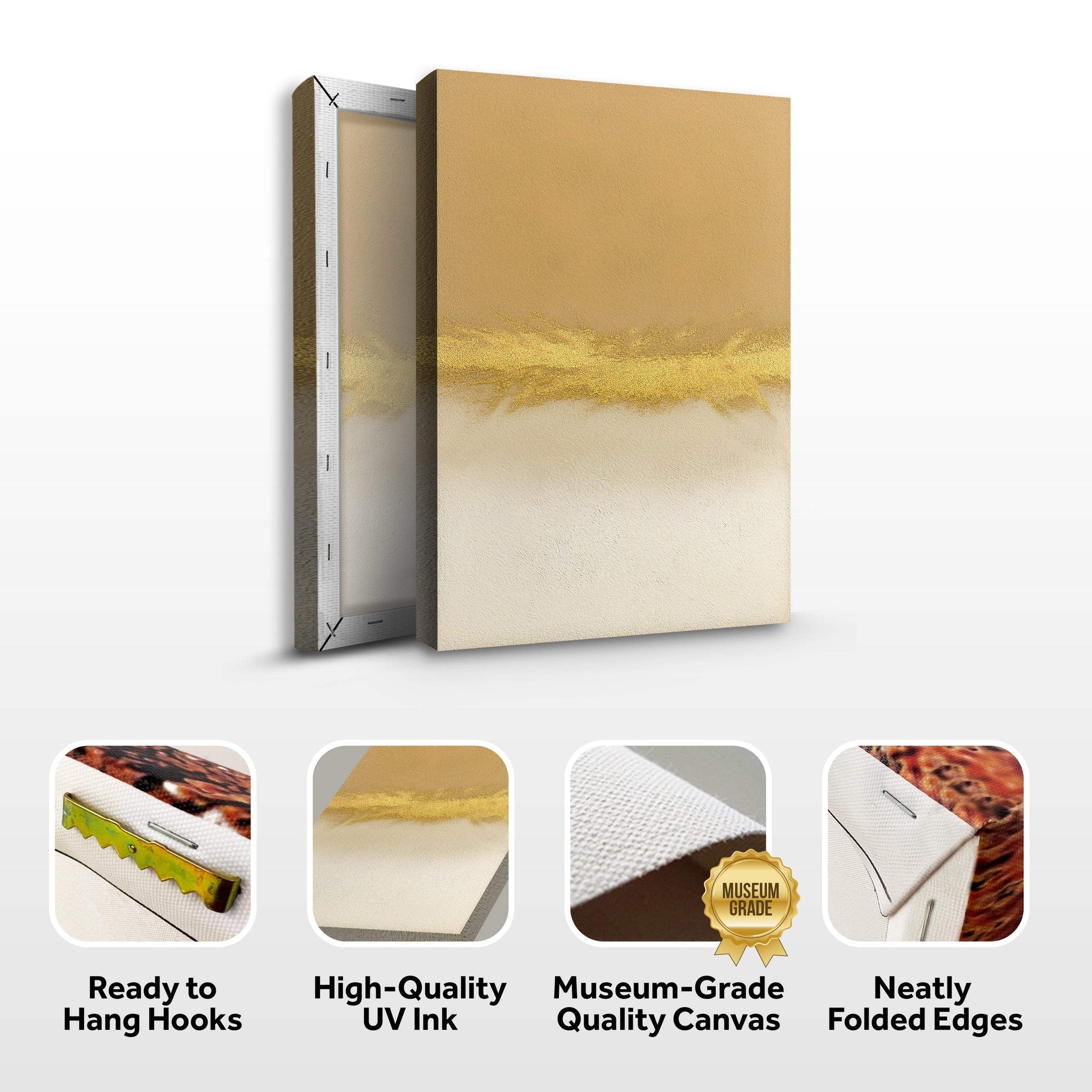 Minimalist White And Gold Wall Art - Tailored Canvases - Flyclothing LLC