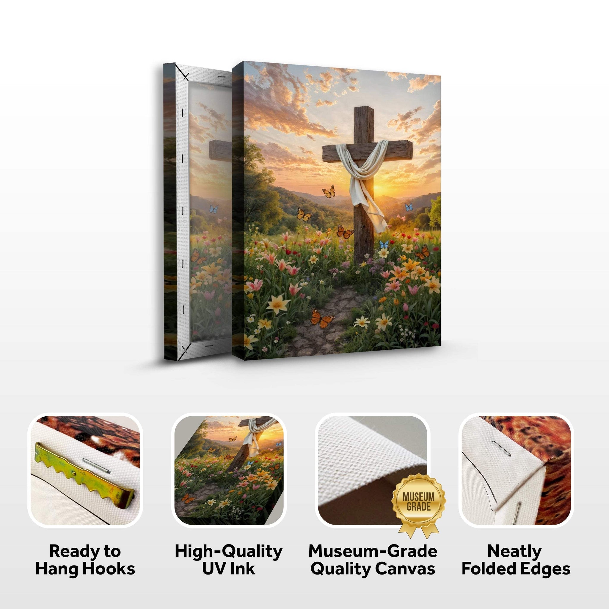 Cross and Flowers Faith Wall Art - Tailored Canvases - Flyclothing LLC