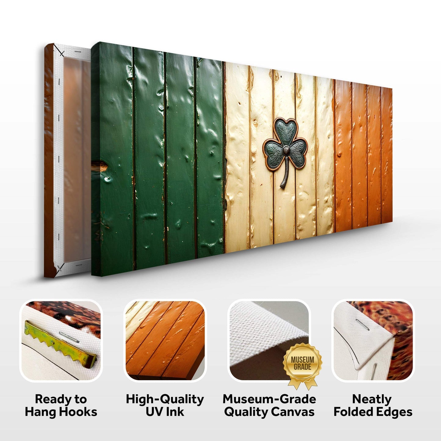 Irish Shamrock Glory Wooden Flag Wall Art II - Tailored Canvases - Flyclothing LLC