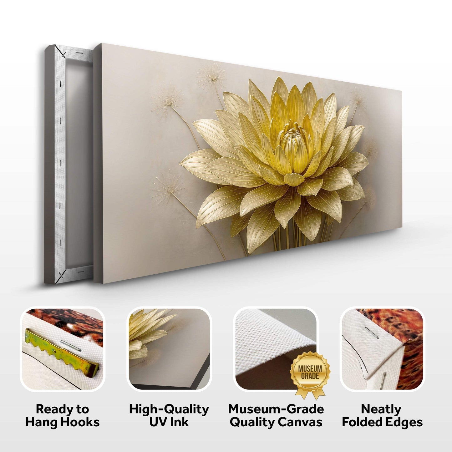 Golden Lotus Minimalist Abstract Wall Art III - Tailored Canvases - Flyclothing LLC