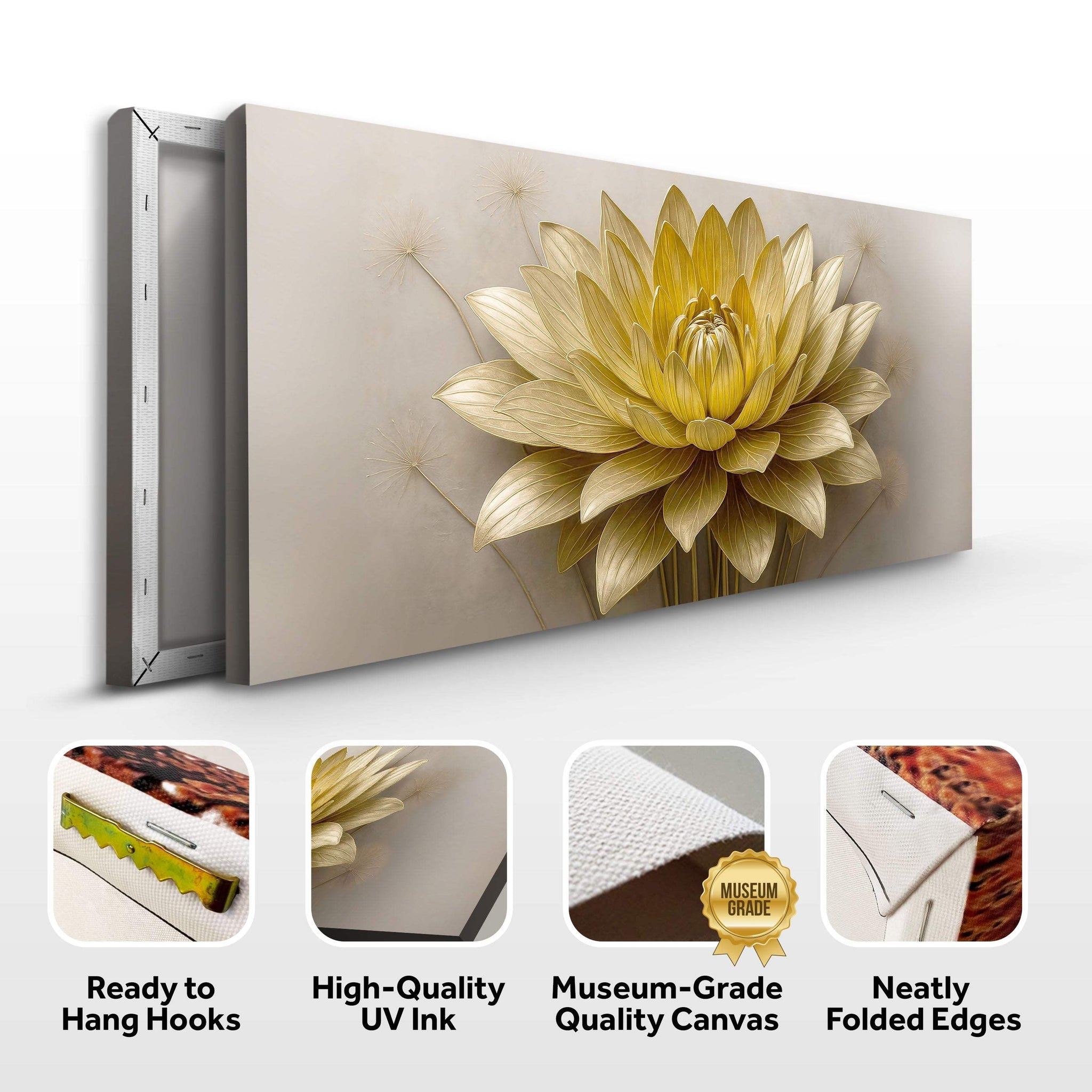 Golden Lotus Minimalist Abstract Wall Art III - Tailored Canvases - Flyclothing LLC
