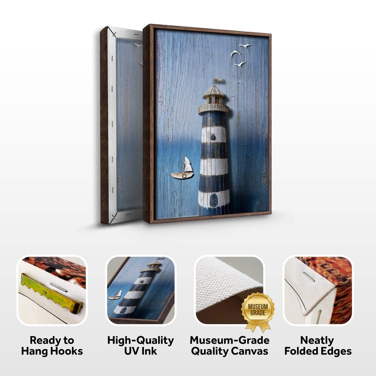 Wooden Lighthouse Coastal Wall Art III - Tailored Canvases - Flyclothing LLC
