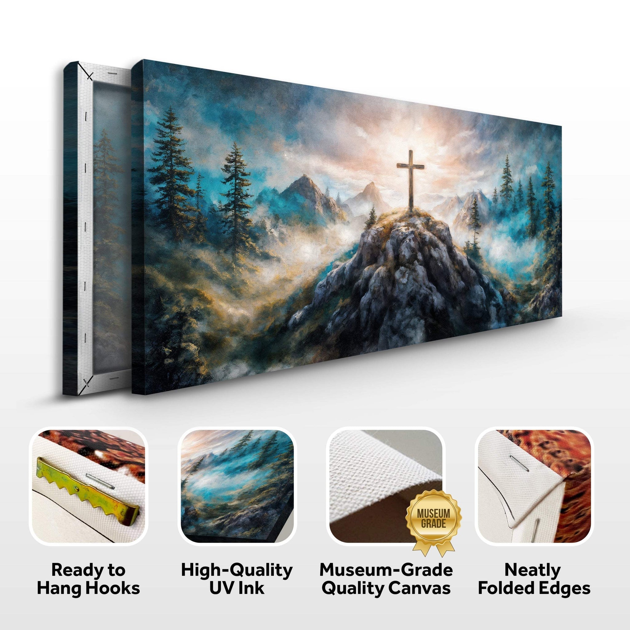 Cross On A Hill Faith Wall Art III - Tailored Canvases - Flyclothing LLC